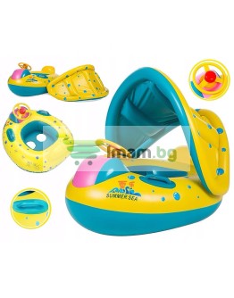 Бебешки пояс с дупки за крачета волан и козирка